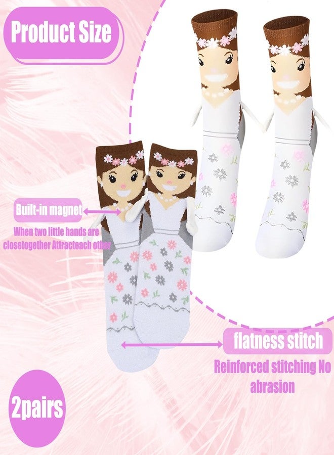 BharatBazaar 2 Pairs Holding Hands Socks, Funny Socks, Bride Socks, Black and White, Wedding Accessories, Engagement Gift, Special Wedding Presents - Image 2